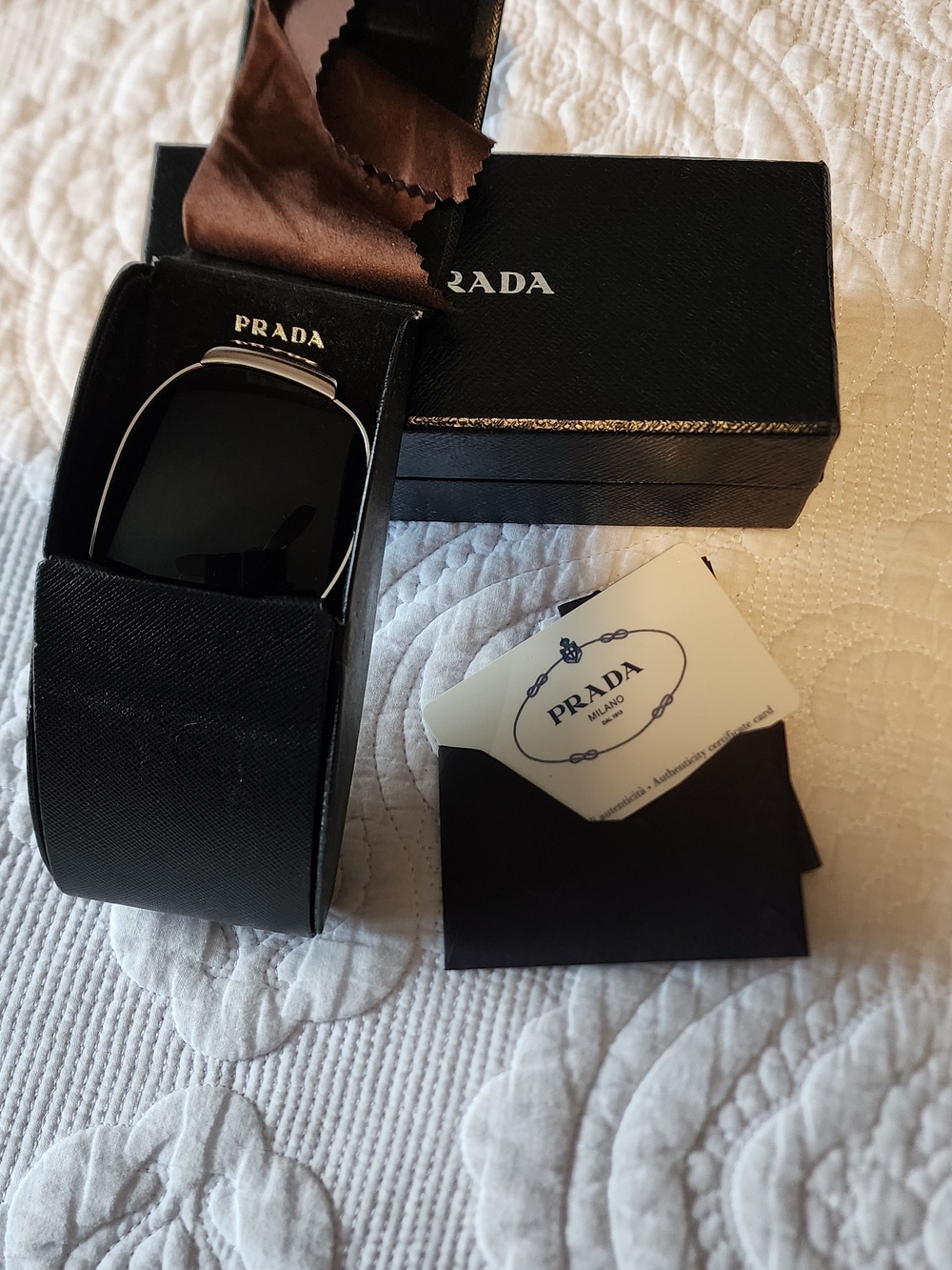 Vintage Prada Oversized Shield Sunglasses in Black - Picture 4 of 14